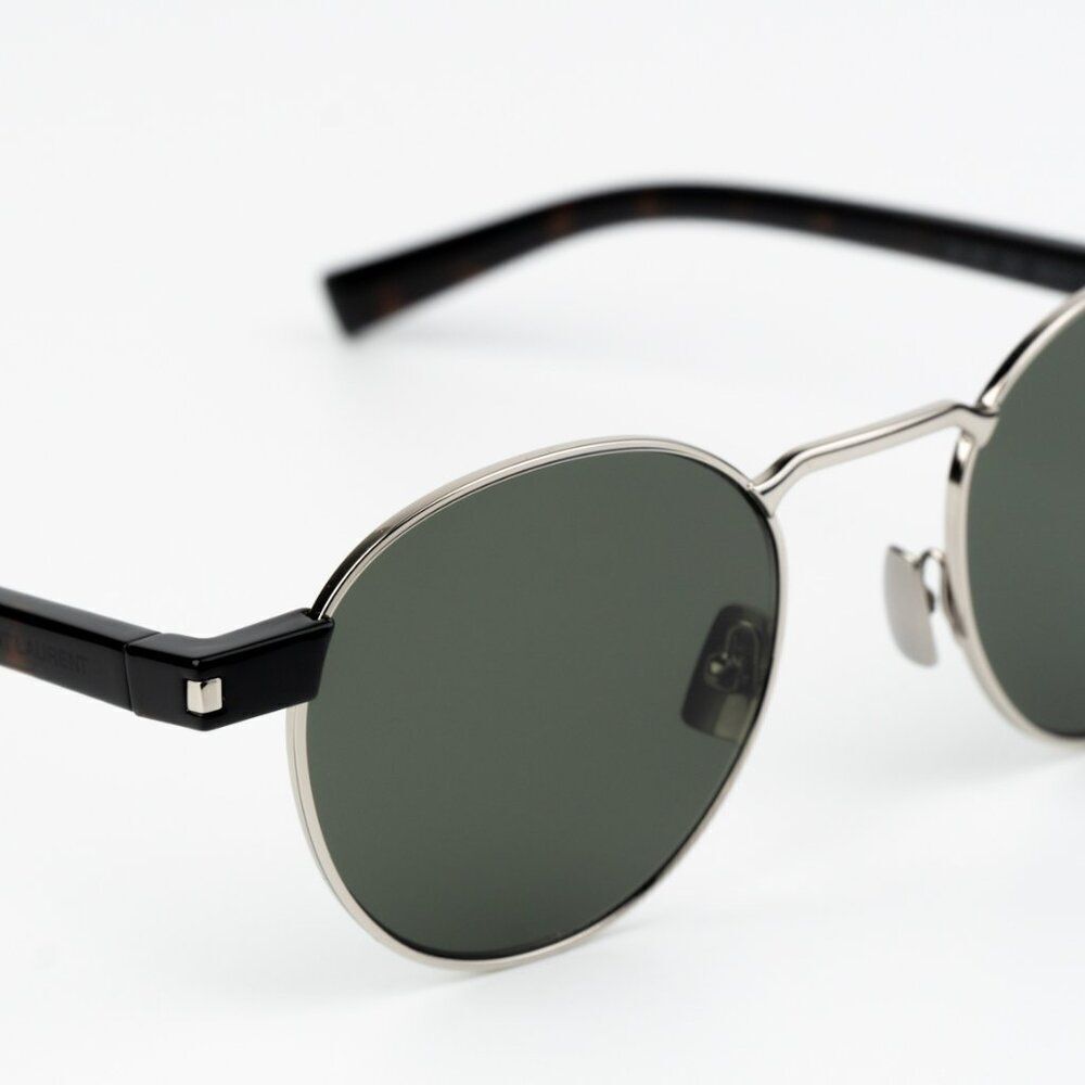 NEW Saint Laurent SL707 001 Silver Havana Grey Oval Unisex Sunglasses - Picture 8 of 12
